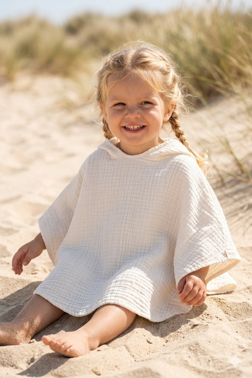 4-Layer Muslin Baby Poncho White