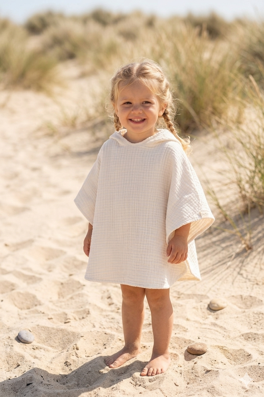 4-Layer Muslin Baby Poncho White