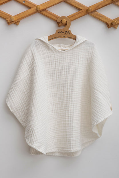 4-Layer Muslin Baby Poncho White