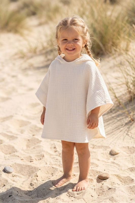 4-Layer Muslin Baby Poncho White