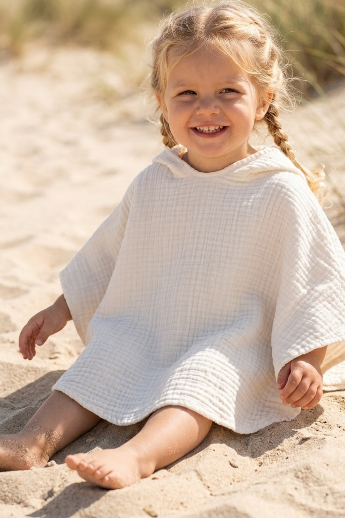 4-Layer Muslin Baby Poncho White