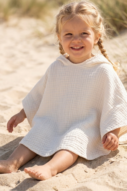 4-Layer Muslin Baby Poncho White